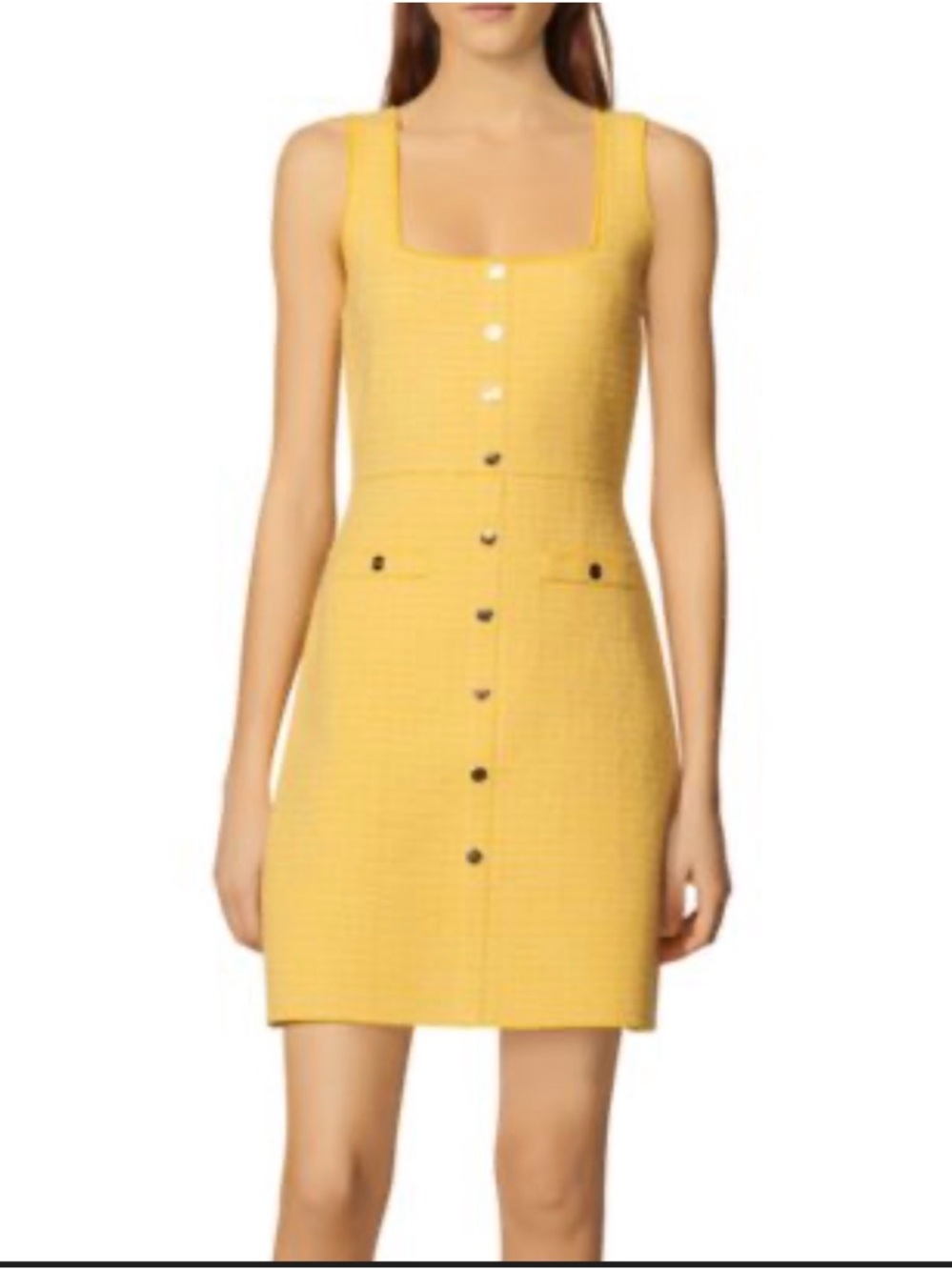 Sandro Yellow Textured Mini Shift Dress - Picture 4 of 13